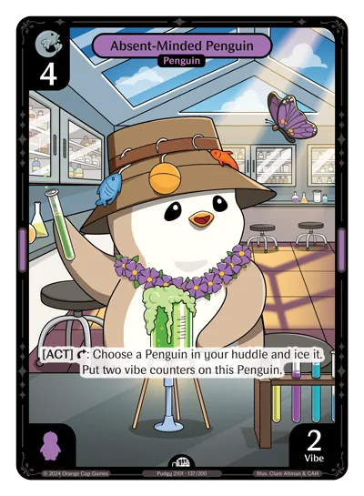 Absent-Minded Penguin Absent-Minded Penguin - Common Purple Character Vibes TCG card