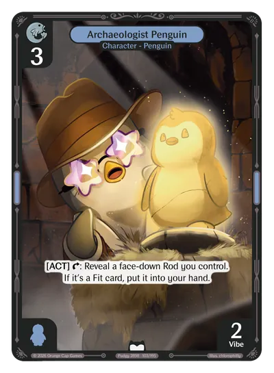 Archaeologist Penguin - Common Blue Character Vibes TCG card