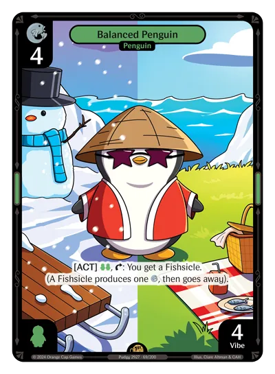 Balanced Penguin - Rare Green Character Vibes TCG card