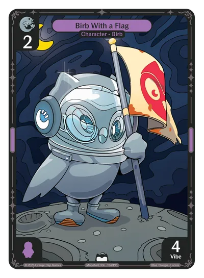 Birb With a Flag - Common Purple Character Vibes TCG card