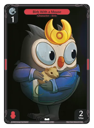 Birb With a Mouse - Common Red Character Vibes TCG card