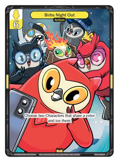 Birbs Night Out - Rare Yellow Action Vibes TCG card