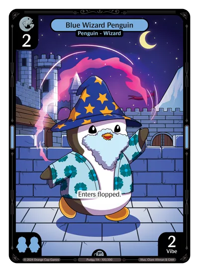 Blue Wizard Penguin - Uncommon Blue Character Vibes TCG card
