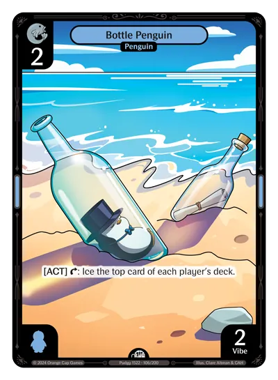 Bottle Penguin - Common Blue Character Vibes TCG card