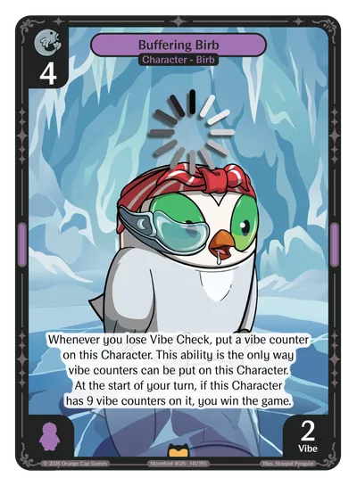 Buffering Birb - Rare Purple Character Vibes TCG card