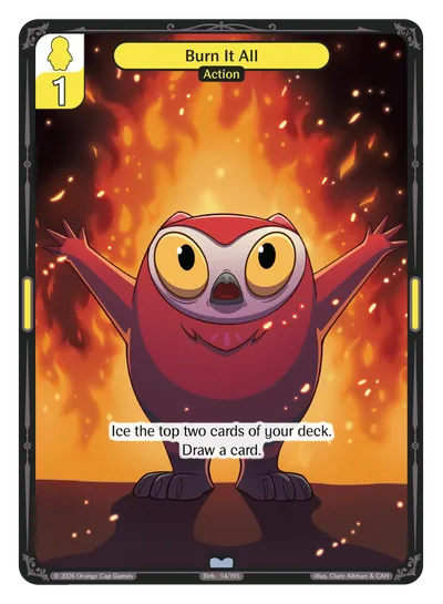 Burn It All - Uncommon Yellow Action Vibes TCG card