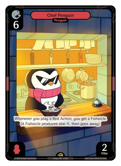 Chef Penguin Chef Penguin - Rare Red Character Vibes TCG card