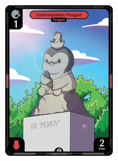 Contemplation Penguin - Common Red Character Vibes TCG card