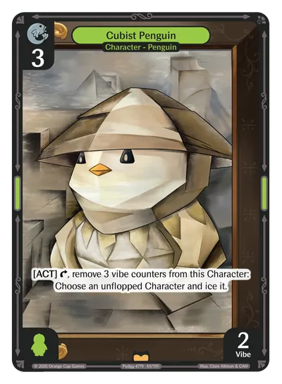 Cubist Penguin - Rare Green Character Vibes TCG card