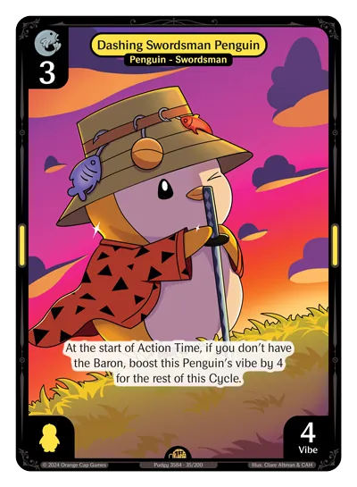 Dashing Swordsman Penguin - Rare Yellow Character Vibes TCG card