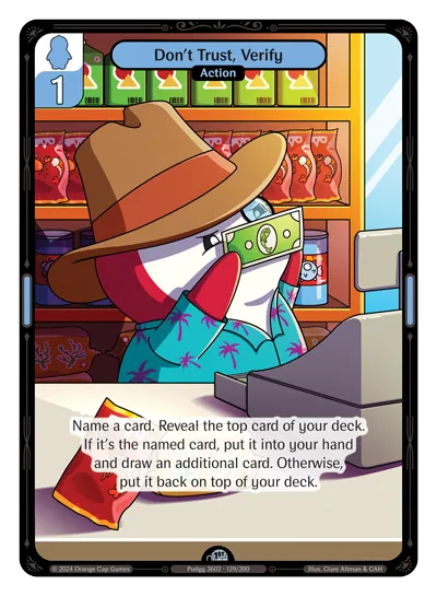 Don't Trust, Verify - Uncommon Blue Action Vibes TCG card