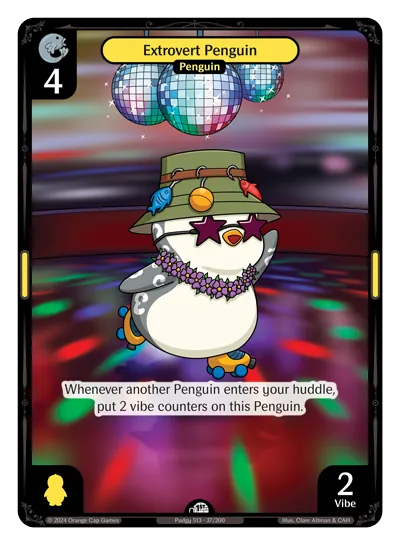 Extrovert Penguin - Common Yellow Character Vibes TCG card