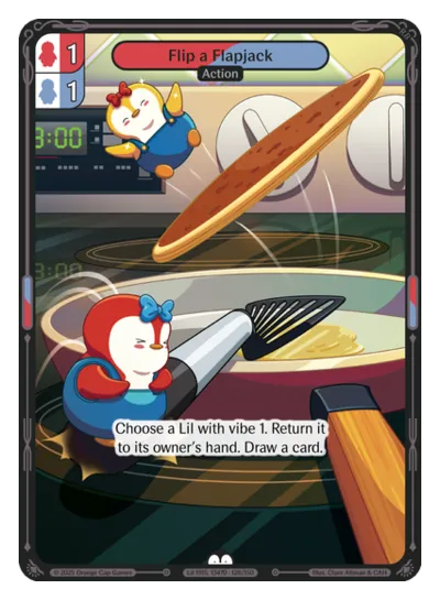Flip a Flapjack - Common Blue, Red Action Vibes TCG card