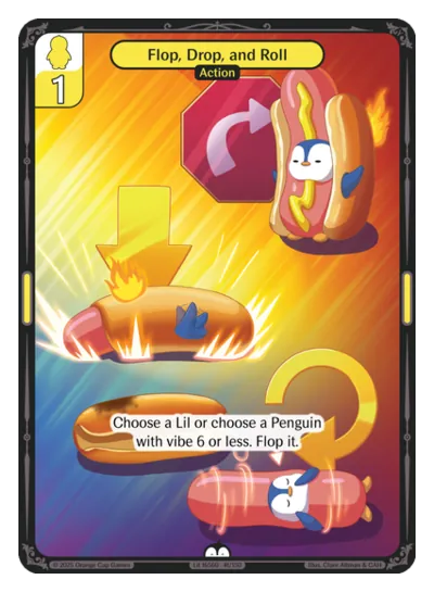 Flop, Drop, and Roll Flop, Drop, and Roll - Common Yellow Action Vibes TCG card