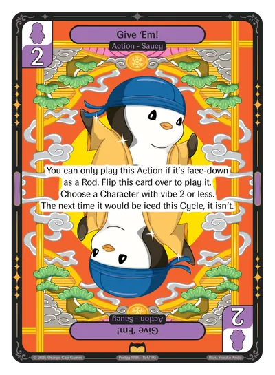 Give 'Em! Give 'Em! - Rare Purple Action Vibes TCG card