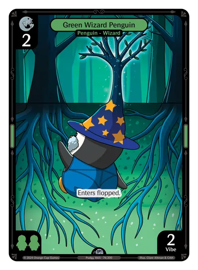Green Wizard Penguin Green Wizard Penguin - Uncommon Green Character Vibes TCG card