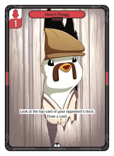 Here's Pengy - Common Red Action Vibes TCG card