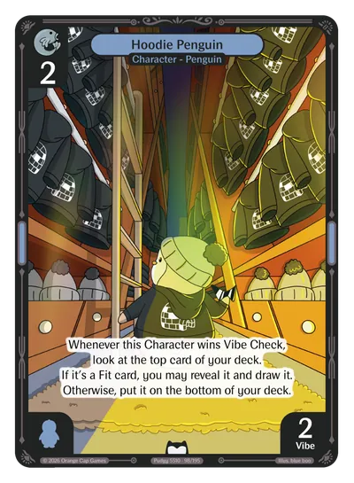 Hoodie Penguin - Common Blue Character Vibes TCG card