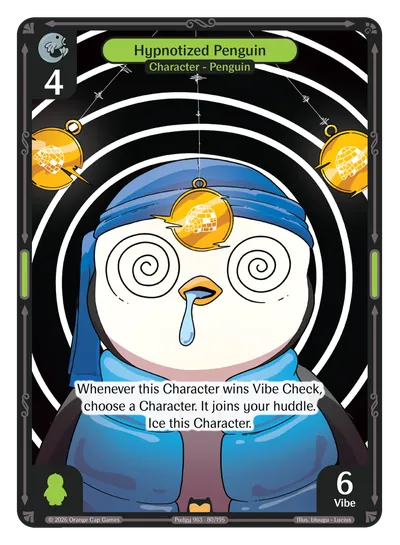 Hypnotized Penguin Hypnotized Penguin - Rare Green Character Vibes TCG card