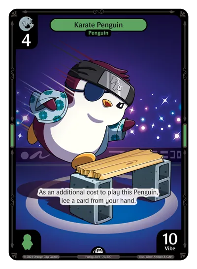 Karate Penguin - Common Green Character Vibes TCG card