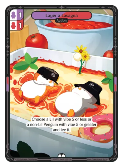Layer a Lasagna - Common Red, Purple Action Vibes TCG card