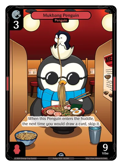 Mukbang Penguin - Uncommon Red Character Vibes TCG card