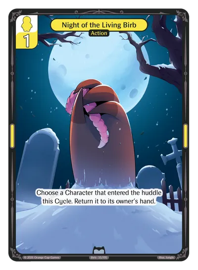 Night of the Living Birb - Uncommon Yellow Action Vibes TCG card