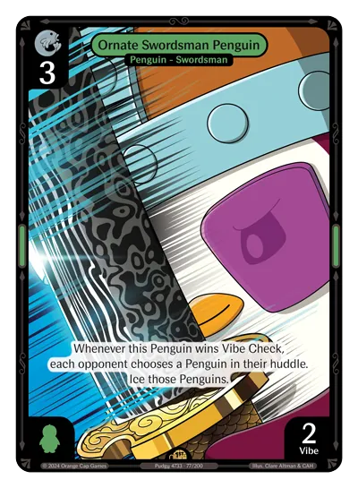 Ornate Swordsman Penguin Ornate Swordsman Penguin - Rare Green Character Vibes TCG card
