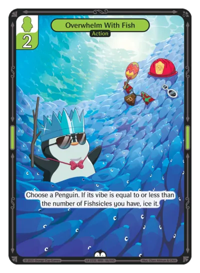 Overwhelm With Fish - Common Green Action Vibes TCG card