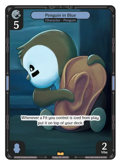 Penguin in Blue - Rare Blue Character Vibes TCG card