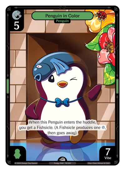 Penguin in Color - Common Green Character Vibes TCG card