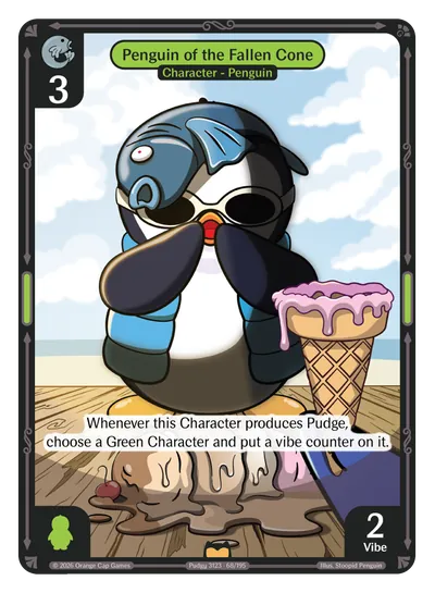 Penguin of the Fallen Cone - Rare Green Character Vibes TCG card