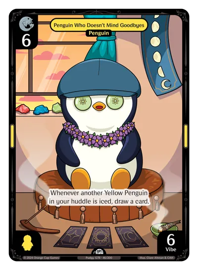 Penguin That Doesn't Mind Goodbyes - Common Yellow Character Vibes TCG card