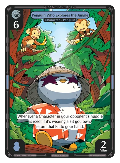 Penguin Who Explores the Jungle - Rare Blue Character Vibes TCG card