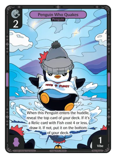 Penguin Who Quakes - Rare Purple Character Vibes TCG card