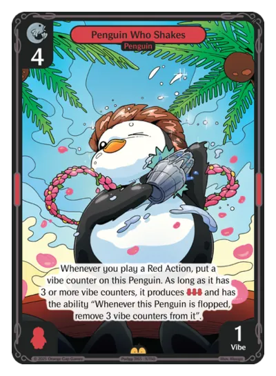 Penguin Who Shakes - Rare Red Character Vibes TCG card