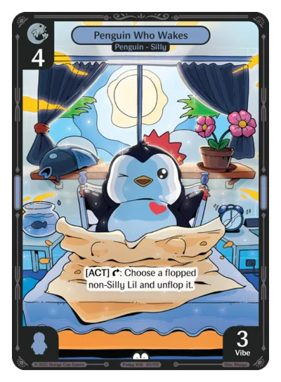 Penguin Who Wakes - Common Blue Character Vibes TCG card