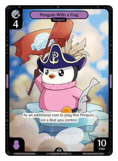 Penguin With a Flag Penguin With a Flag - Uncommon Purple Character Vibes TCG card