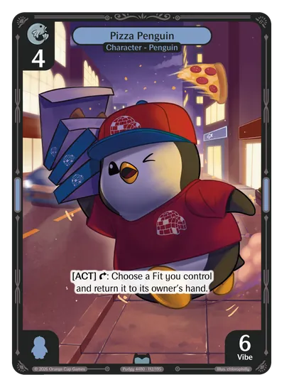Pizza Penguin - Uncommon Blue Character Vibes TCG card