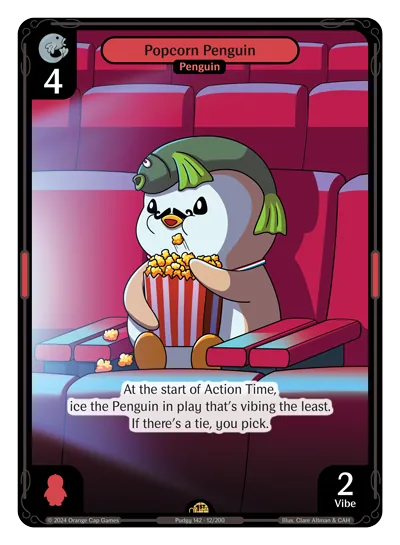 Popcorn Penguin - Rare Red Character Vibes TCG card