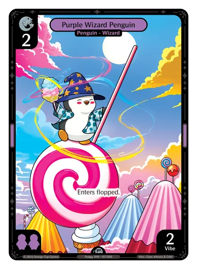 Purple Wizard Penguin Purple Wizard Penguin - Uncommon Purple Character Vibes TCG card
