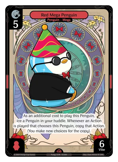 Red Mega Penguin - Epic Red Character Vibes TCG card