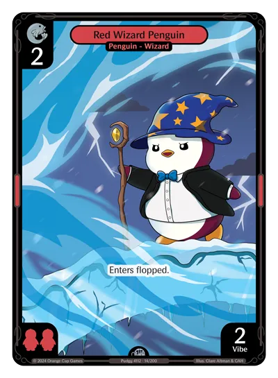Red Wizard Penguin - Uncommon Red Character Vibes TCG card