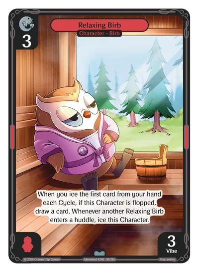 Relaxing Birb - Uncommon Red Character Vibes TCG card