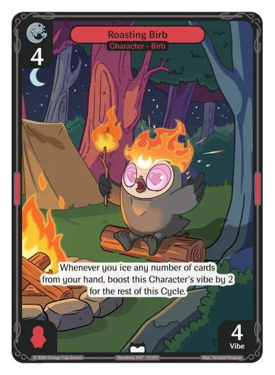 Roasting Birb Roasting Birb - Common Red Character Vibes TCG card