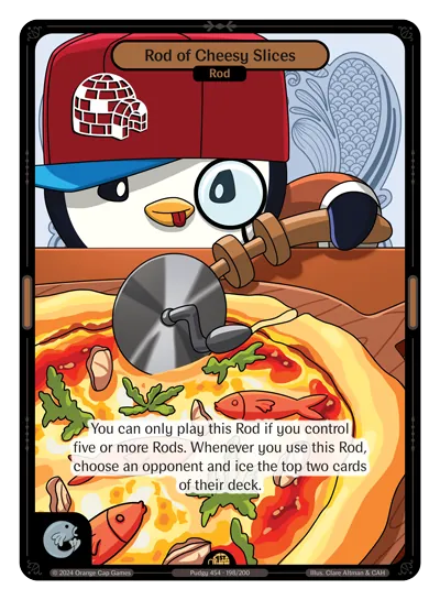 Rod of Cheesy Slices - Rare Colorless Rod Vibes TCG card