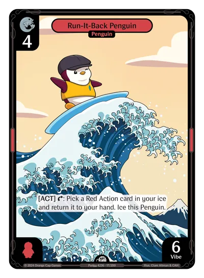 Run-It-Back Penguin - Common Red Character Vibes TCG card