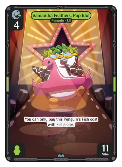 Samantha Feathers, Pop Idol Samantha Feathers, Pop Idol - Uncommon Green Character Vibes TCG card