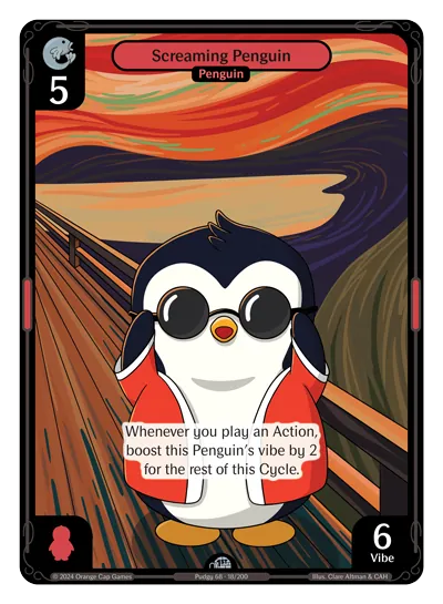 Screaming Penguin - Uncommon Red Character Vibes TCG card