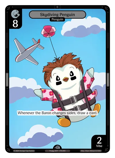 Skydiving Penguin - Uncommon Colorless Character Vibes TCG card